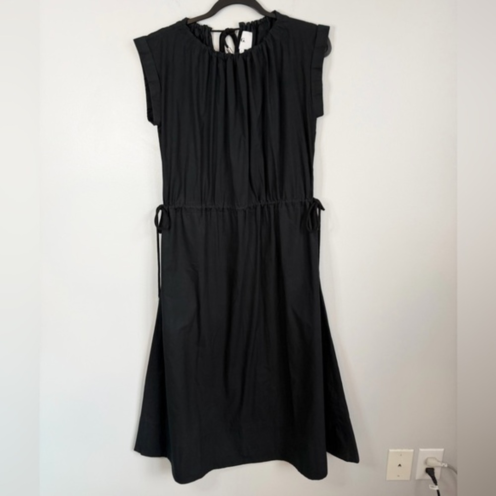 Goop G Label Size 6 • Black Short Sleeve Open Back Midi Dress.